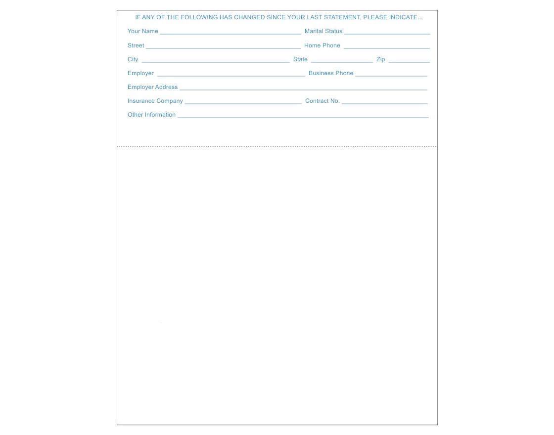 Blank form with fields for name, address, and contact information on a white background