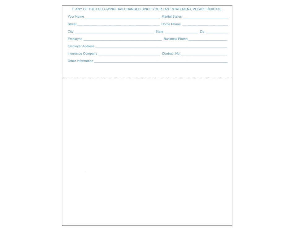 Blank form with fields for name, address, and contact information on a white background