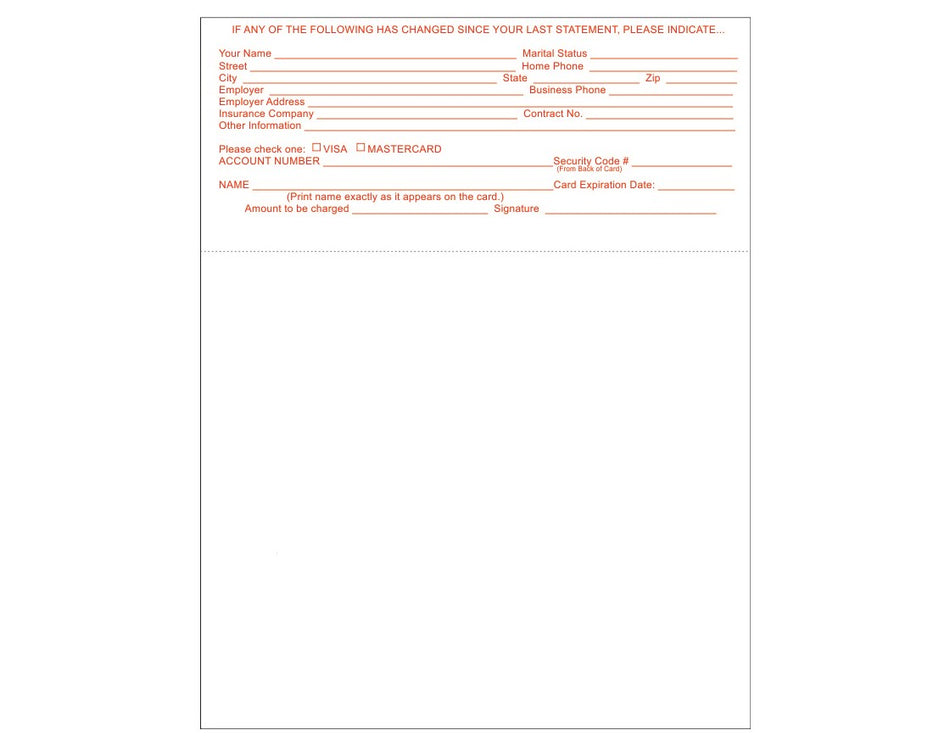 Blank statement form with red text on a white background