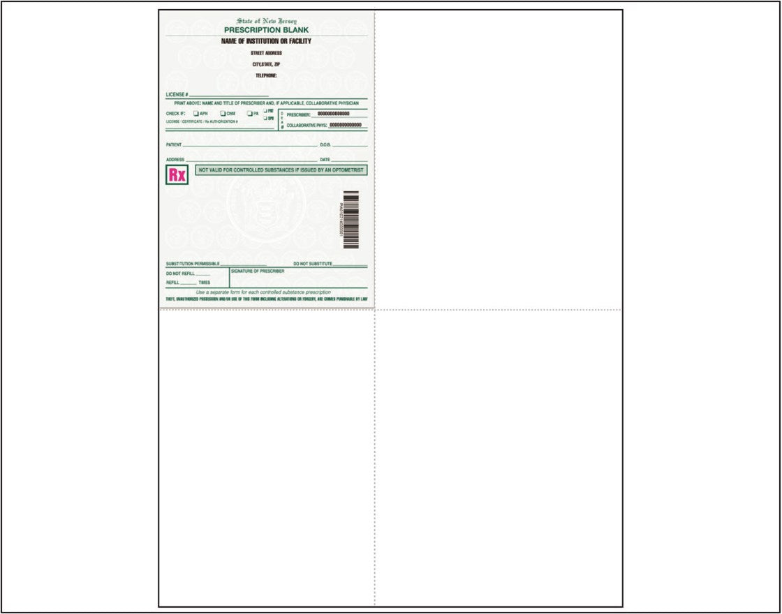 New Jersey Rx Paper Facility Format