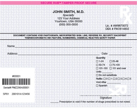RX710 California Prescription Pads