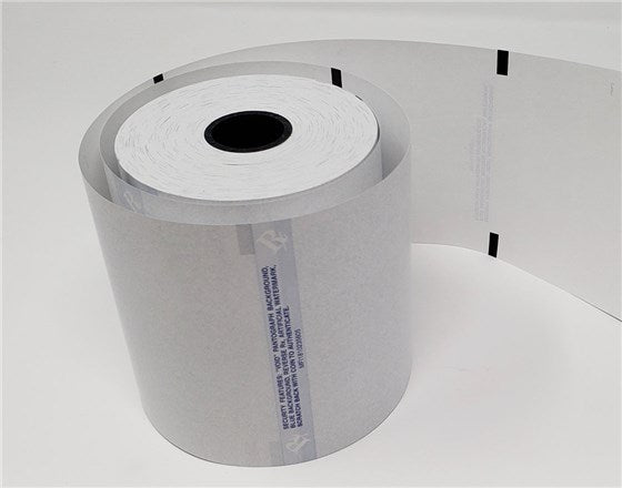 Roll of thermal paper on a white background
