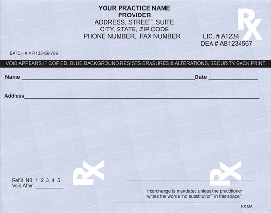 Massachusetts Prescription Pads
