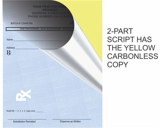Two-part script with yellow carbonless copy on a white background