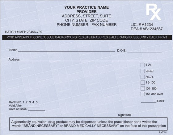 Texas Prescription Pads Landscape Format