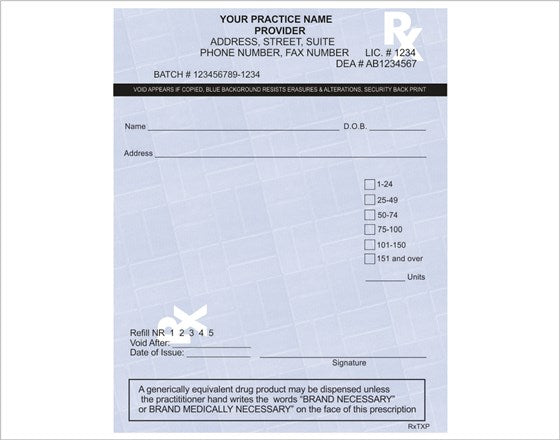 Texas Prescription Pads Portrait Format